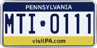 PA license plate MTI0111