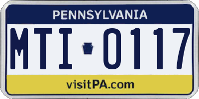 PA license plate MTI0117