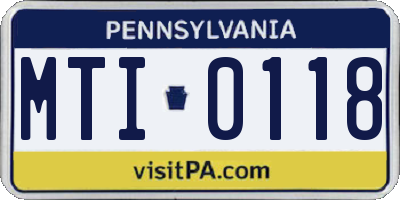 PA license plate MTI0118