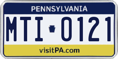 PA license plate MTI0121