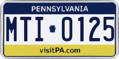PA license plate MTI0125