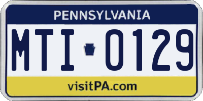 PA license plate MTI0129