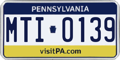 PA license plate MTI0139