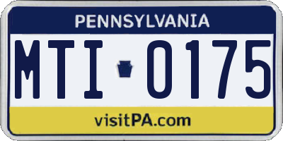 PA license plate MTI0175