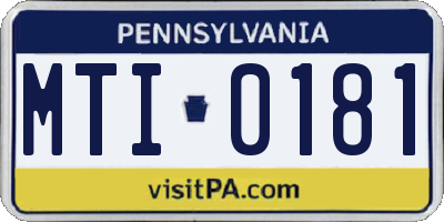 PA license plate MTI0181