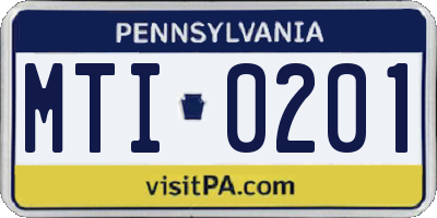 PA license plate MTI0201
