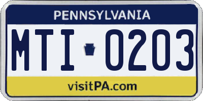 PA license plate MTI0203
