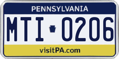 PA license plate MTI0206