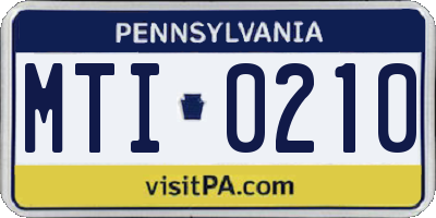 PA license plate MTI0210