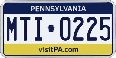 PA license plate MTI0225