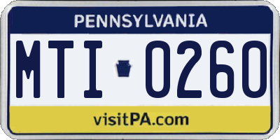 PA license plate MTI0260