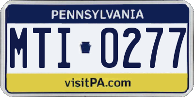 PA license plate MTI0277