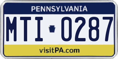 PA license plate MTI0287
