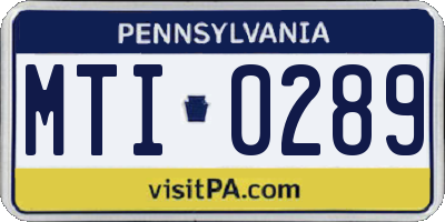 PA license plate MTI0289