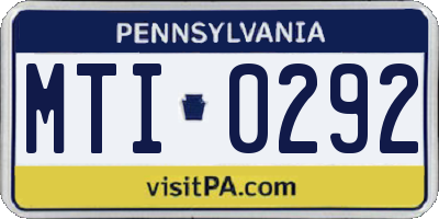 PA license plate MTI0292