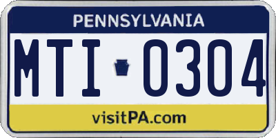 PA license plate MTI0304