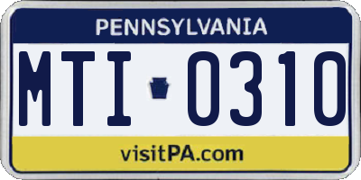PA license plate MTI0310