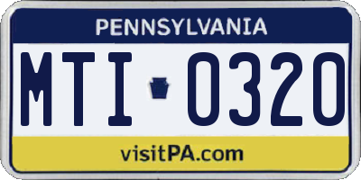 PA license plate MTI0320