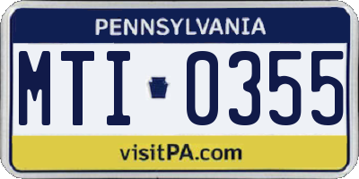 PA license plate MTI0355
