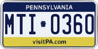 PA license plate MTI0360