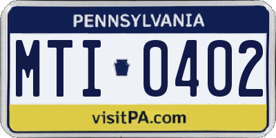 PA license plate MTI0402
