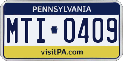 PA license plate MTI0409