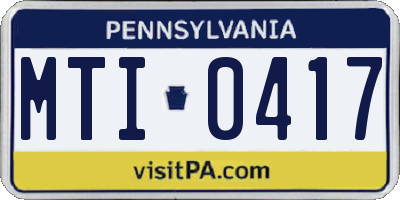 PA license plate MTI0417