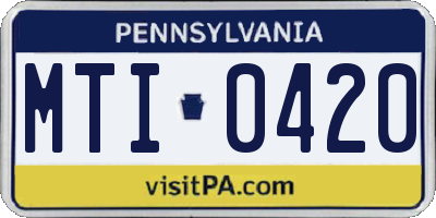 PA license plate MTI0420
