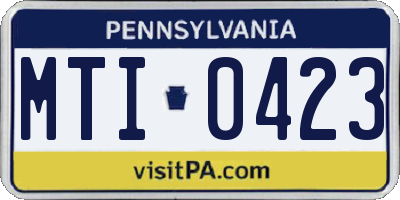 PA license plate MTI0423