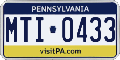 PA license plate MTI0433