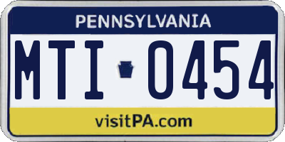 PA license plate MTI0454