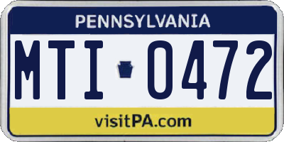 PA license plate MTI0472