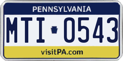 PA license plate MTI0543