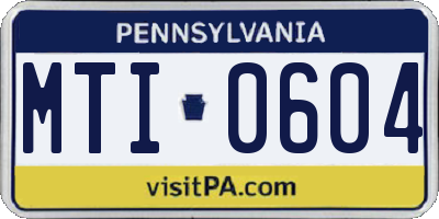 PA license plate MTI0604