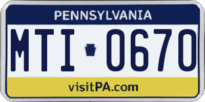 PA license plate MTI0670