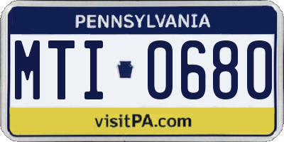 PA license plate MTI0680