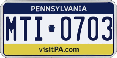 PA license plate MTI0703