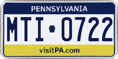 PA license plate MTI0722