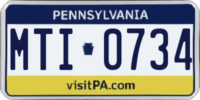 PA license plate MTI0734