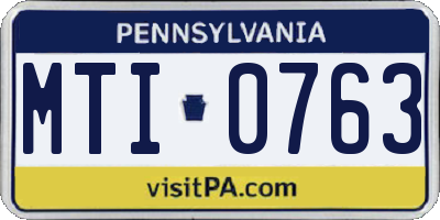 PA license plate MTI0763