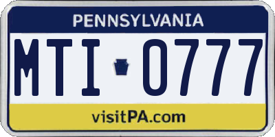 PA license plate MTI0777