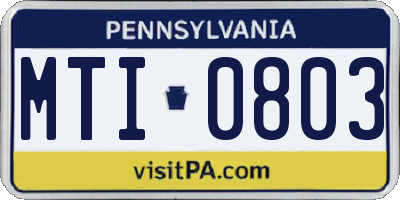 PA license plate MTI0803