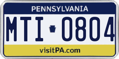 PA license plate MTI0804