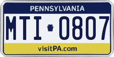 PA license plate MTI0807