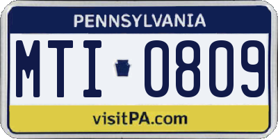 PA license plate MTI0809