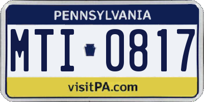 PA license plate MTI0817