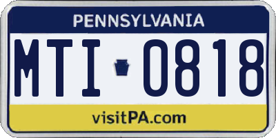 PA license plate MTI0818