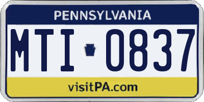 PA license plate MTI0837