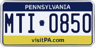 PA license plate MTI0850