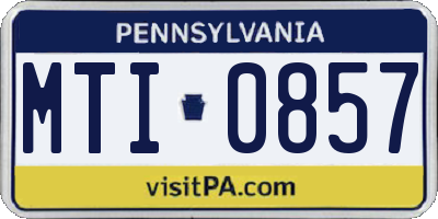 PA license plate MTI0857